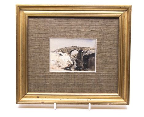 Anthony Fleming (British, b.1936) Watercolour sketch, titled 'Lakeland Bridge', signed bottom left, frame size 22cm x 26cm&nb