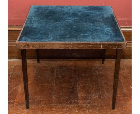 An early to mid 20th folding 'Vono' card table, green velvet top, with foldable legs 62cm H x 74cm W x 74cm D&nbsp;