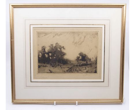 A 19th century print titled 'Country Road' on board signed bottom right, framed, mounted and glazed 35cm x 39.5cm&nbsp;