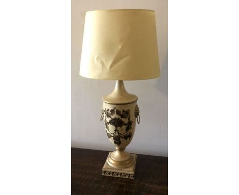 A modern hand painted lamp with floral decoration with shade 60cm H&nbsp;