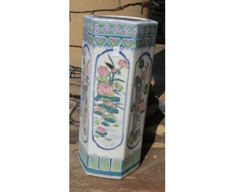 A modern Chinese decorative ceramic umbrella stand. 47 cm tall.&nbsp;