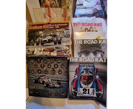 Limited Edition Graham Hill scrapbook, along with Black and Gold the JPS book, plus a quantity of The Road Rat publication