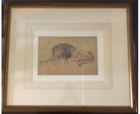 Two framed prints of lions, drawings originally by Rubens, framed, mounted and glazed 61cm&nbsp; x 61cm an 59cm x 68cm (2)