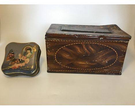 A Hall’s ‘State’ toffee tin, fashioned as a stationery box, interior inkwell section missing, along with a George W Horner & 