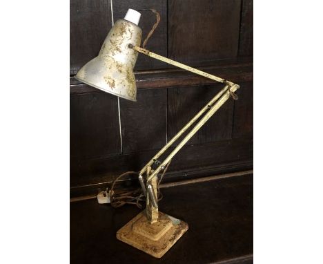A mid 20th century Herbert Terry angle poise lamp, on a square base, rewired and Pat tested (16/04/21) maximum height 90cm