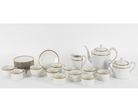 
	
		CH Field Haviland Limoges- porcelain coffee set, white with gilt chequered banding and comprising; 11 cups; 12 saucers; 