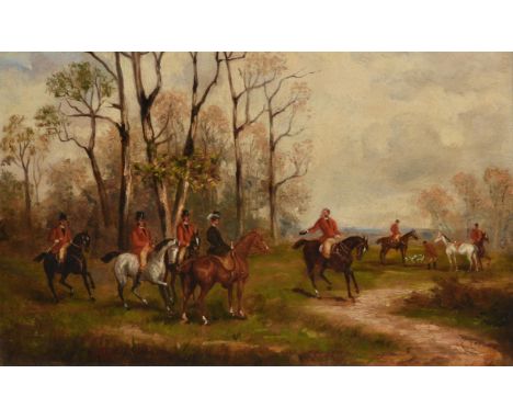 
	
		R St**** (19th century)
		Preparing for the hunt
		Oil on panel
		Indistinctly signed lower right- possibly R Stone
		20