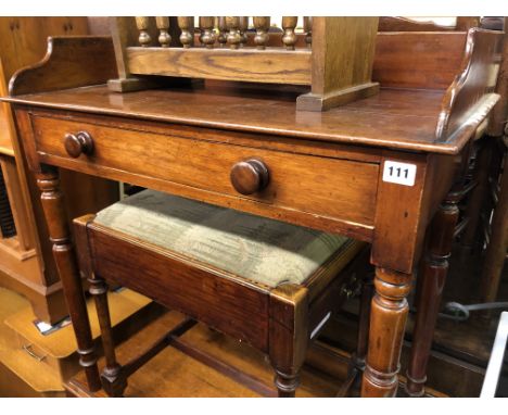 VICTORIAN MAHOGANY GALLERY BACK WASH STAND ON RING TURNED LEGS 