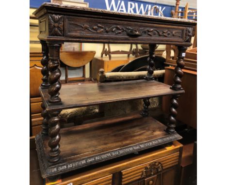VICTORIAN JACOBEAN REVIVAL CARVED BARLEY TWIST SIDE BUFFET 