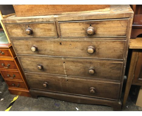 EARLY 19TH MAHOGANY TWO OVER THREE DRAWER CHEST ON BRACKET FEET