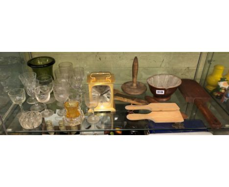 VINTAGE BUTTER PATS, PATE MOULD AND VARIOUS GLASSWARE