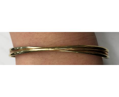 9CT ROSE AND YELLOW GOLD CROSS OVER BANGLE 4.7G APPROX