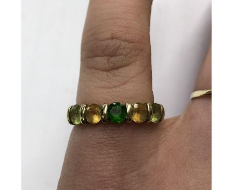 9CT GOLD MIXED STONE DRESS RING SIZE L/M 2.1G APPROX