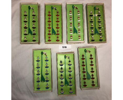 SEVEN SETS OF SUBBUTEO .00 SCALE TEAMS - MANCHESTER UNITED, ASTON VILLA, BOURNEMOUTH, CHELSEA, COVENTRY CITY, DERBY COUNTY PA