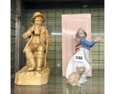 NAO FIGURE OF PUPPYS BIRTHDAY AND SEATED BAVARIAN FIGURE