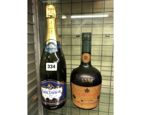 VINTAGE BOTTLE OF COURVOISIER COGNAC AND CARR TAYLOR SPARKLING WINE