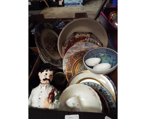 A selection of miscellaneous ceramics to include Prinknash tankard, collector's plates, limited edition commemorative 'Derby 