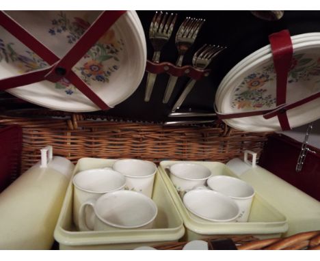 A Brexton wicker picnic hamper with fitted interior and contents
