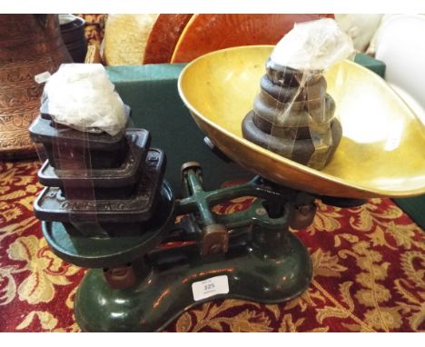 A set of vintage Boots of Nottingham cast iron scales and weights