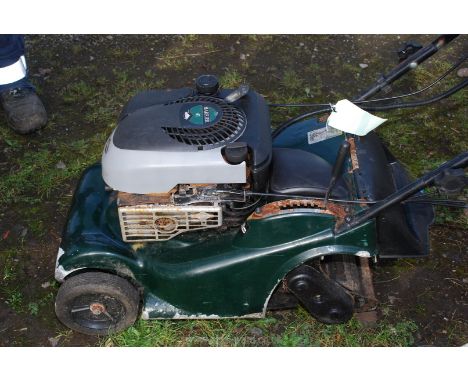 A Hayter Harrier 41 lawn mower with Briggs and Stratton engine Auto drive (good compression).