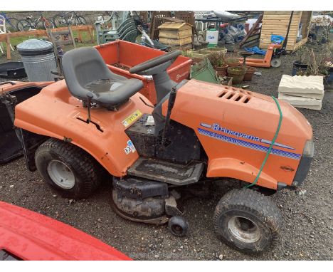 A Husqvarna CTH130 hydrostatic transmission Ride-on lawn Mower with Briggs &amp; Stratton engine and grass collector (has bee