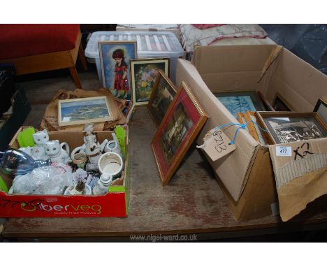 A quantity of old Decca Records, mixed china and prints.