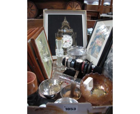 Eight Watches and Stand, Lustre condiment set, Hutton plated bowls, costume jewellery, terracotta boot posy, Horological prin