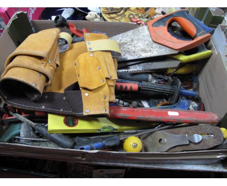 Tools: monkey wrench, tool belt, saws, plane, clamps etc:- One Box
