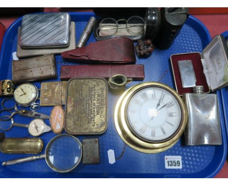 Collectables: GPO lamp, cased spectacles, Smiths pocketwatch, Astronaut 888 cased gas lighter, cut throat razor, cigarette ca