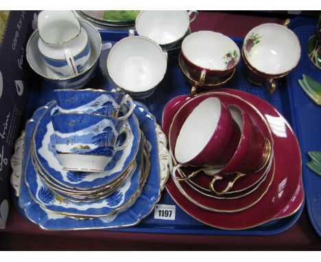 Melba '2955' Blue and Gilt Mountain Scene Tea Ware, of twenty one pieces, Shelley 'Rose; tea ware of nineteen pieces.