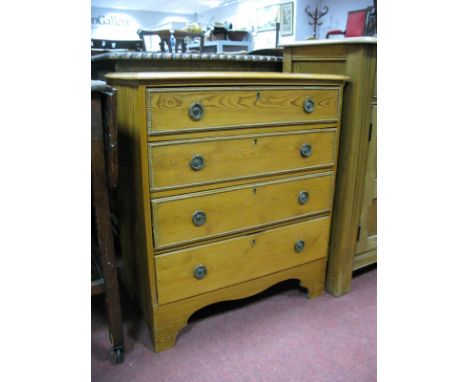 A XX Century Small Pine Chest of Drawers, with four drawers on bracket feet.