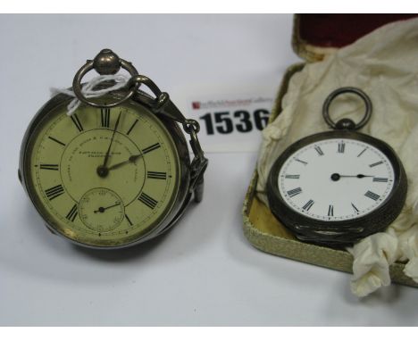Fattorini &amp; Sons Bradford; A Hallmarked Silver Cased Openfaced Pocketwatch, the signed dial with Roman numerals and secon