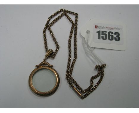 A Vintage Locket Style Pendant, stamped "9ct", on belcher link chain.