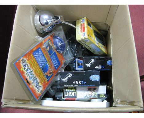 Digital TV Receiver, desk lamp, Salter scales, battery charger, etc:- One Box - (Untested: sold for parts only).