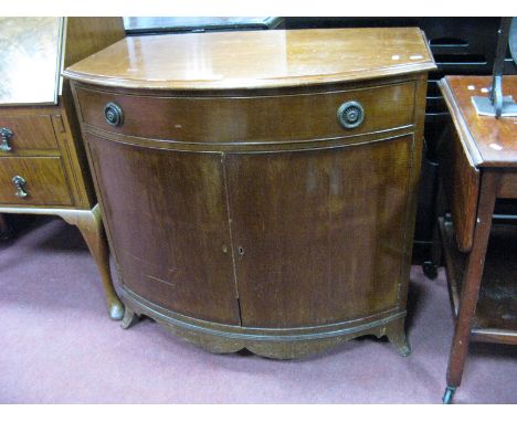 A Mahogany Bow Fronted Video Cabinet, with one long drawer, twin doors, on bracket feet.