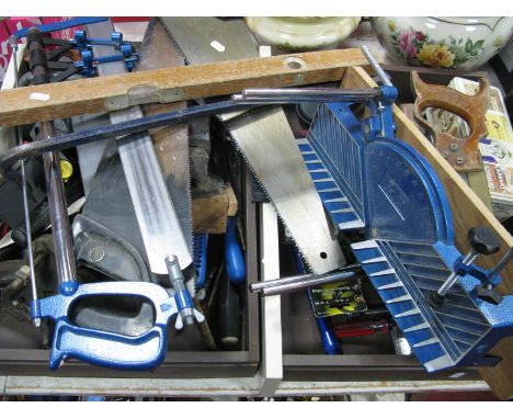 Record No. 'O' Vice, Woden vice, saws, clamps, other tools.