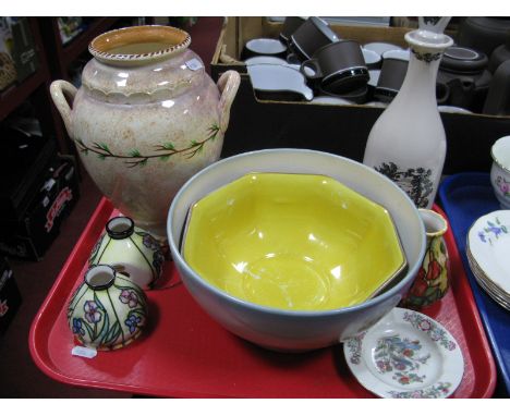 Burleigh Art Deco Vase, Coalport Decanter, Old Tupton Night Lights, etc:- One Tray