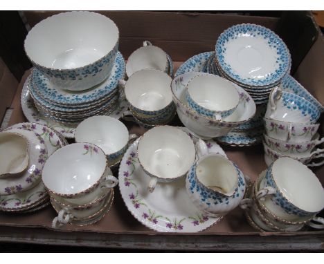 A Late XIX Century Tea Service, tea cups, saucers, sugar bowl, cream jug, together with one other tea service:-  One Box