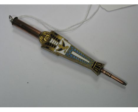 A Novelty Vintage Propelling Pencil, of Egyptian design, with enamel detail.