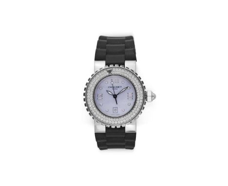 Class One, rotating pavé-set brilliant-cut diamond bezel, mother-of-pearl dial with diamond dot indicators and Roman quarters