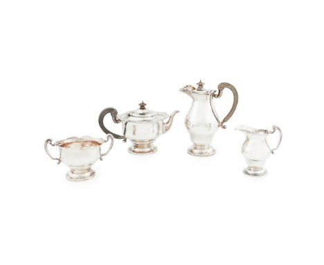 An Edwardian Irish four piece tea service West &amp; Son, Dublin 1910, comprising water pot, teapot, twin handled sugar basin