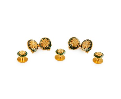 Royal Company of Archers - A gentleman's dress set, Brook &amp; Sons to include pair of cufflinks and three dress studs, with