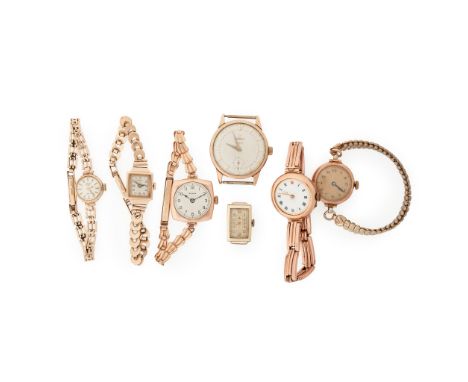 Seven various gold 20th century wristwatches to include a gentleman's Omega Geneve 9ct gold manual wind wristwatch, calibre 2