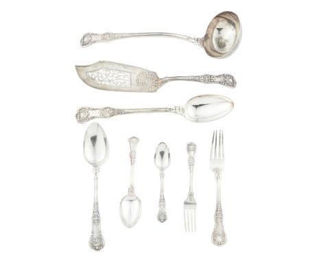 A Victorian matched suite of King's pattern double struck flatware Samuel Hayne &amp; Dudley Cater, London to include, a fish