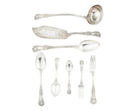 A Victorian matched suite of King's pattern double struck flatware Samuel Hayne &amp; Dudley Cater, London to include, a fish