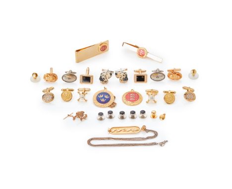 A collection of jewellery to include, a small Egyptian pendant, to a plain white metal neck chain; a single diamond ear-stud 