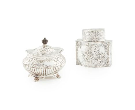 A Continental tea caddy import marks for B. Muller &amp; Son (Berthold Muller), London 1910, of serpentine rectangular form, 