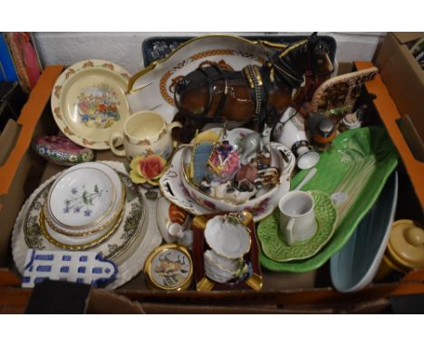 A mixed lot of ceramics including a childrens' Royal Doulton 'Bunnykins' porridge plate and double handed cup, a Beswick heav