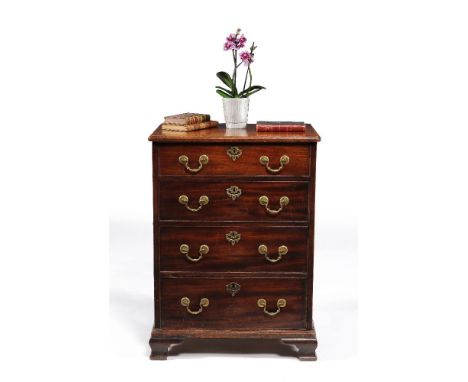 A George III mahogany chest of drawers, circa 1770, of compact proportions, the rectangular top with a moulded edge, above fo