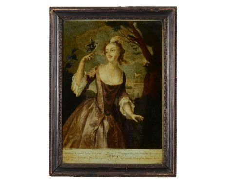 Nine assorted George III coloured and reverse painted mezzotints, second half 18th century, including three by Richard Housto
